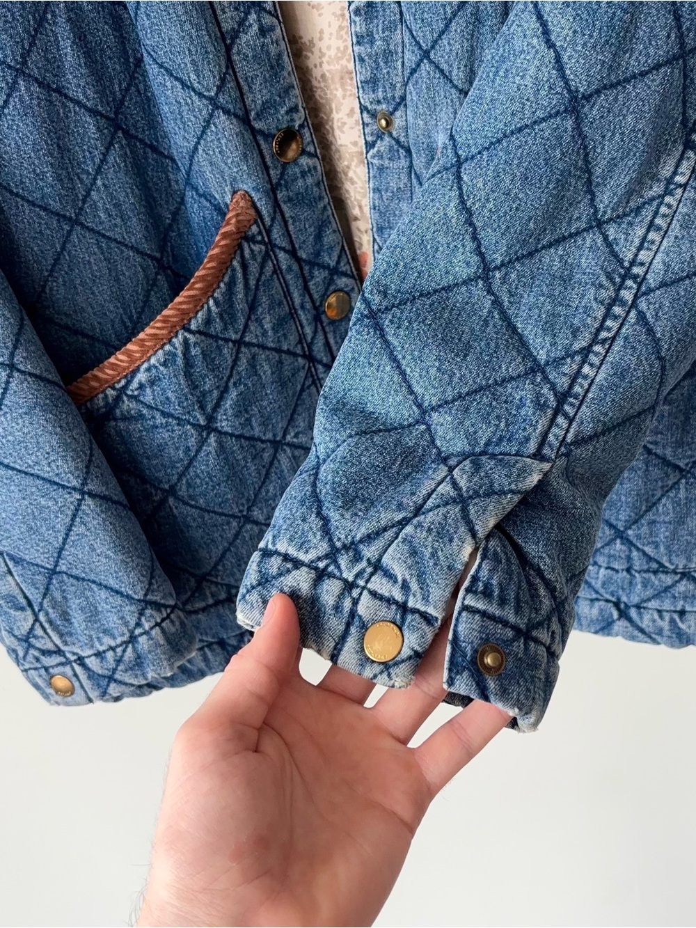 Vintage Lauren Ralph Lauren Quilted Denim Barn Coat Size P Corduroy Chore Lined - Picture 8 of 14